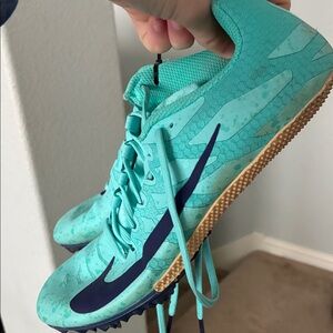 Nike Teal Athletic Spikes with Navy Swoosh